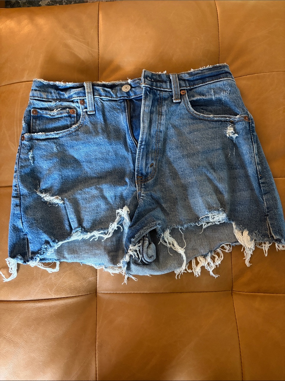 A&F Distressed Blue Denim Women's Cutoff Shorts